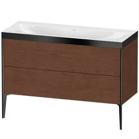 Duravit XViu 47" x 47" x 19" Two Drawer C-Bonded Floorstanding Vanity Kit Without Tap Hole, American Walnut (XV4712NB213P) Markdown