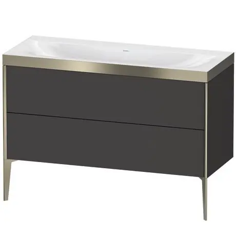 Cheap Duravit XViu 47" x 47" x 19" Two Drawer C-Bonded Floorstanding Vanity Kit Without Tap Hole, Graphite (XV4712NB180P)