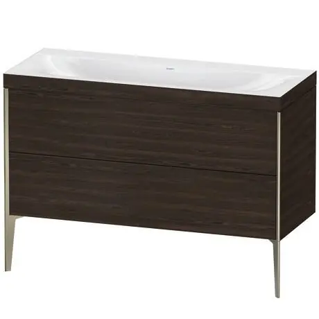 Duravit XViu 47" x 47" x 19" Two Drawer C-Bonded Floorstanding Vanity Kit Without Tap Hole, Walnut Brushed (XV4712NB169C) Handmade