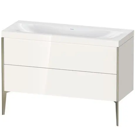 Duravit XViu 47" x 47" x 19" Two Drawer C-Bonded Floorstanding Vanity Kit Without Tap Hole, White (XV4712NB122C) Crafted