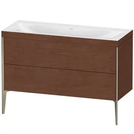 Duravit XViu 47" x 47" x 19" Two Drawer C-Bonded Floorstanding Vanity Kit Without Tap Hole, American Walnut (XV4712NB113C) Direct From Manufacturer