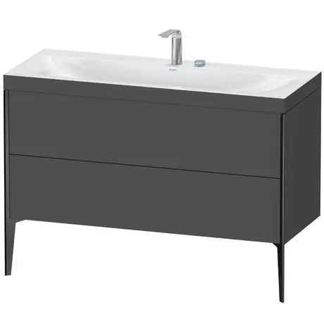 Final Sale Duravit XViu 47" x 47" x 19" Two Drawer C-Bonded Floorstanding Vanity Kit With Two Tap Holes, Graphite (XV4712EB249C)