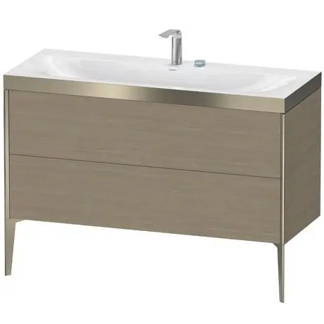 Seasonal Sale Duravit XViu 47" x 47" x 19" Two Drawer C-Bonded Floorstanding Vanity Kit With Two Tap Holes, Oak Terra (XV4712EB135P)