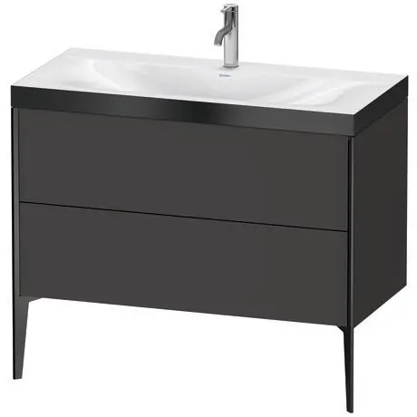 Must Have Duravit XViu 39" x 39" x 19" Two Drawer C-Bonded Floorstanding Vanity Kit With One Tap Hole, Graphite (XV4711OB280P)