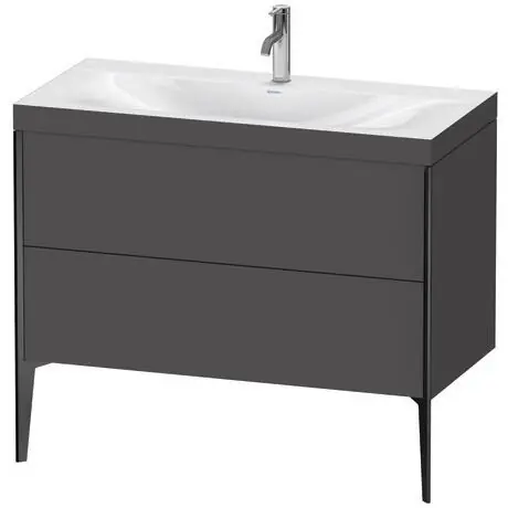 Duravit XViu 39" x 39" x 19" Two Drawer C-Bonded Floorstanding Vanity Kit With One Tap Hole, Graphite (XV4711OB249C) Top Pick