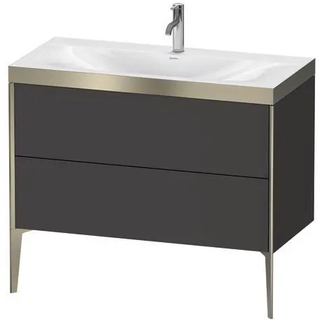 Professional Grade Duravit XViu 39" x 39" x 19" Two Drawer C-Bonded Floorstanding Vanity Kit With One Tap Hole, Graphite (XV4711OB180P)