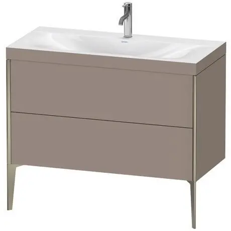 Duravit XViu 39" x 39" x 19" Two Drawer C-Bonded Floorstanding Vanity Kit With One Tap Hole, Basalt (XV4711OB143C) Original