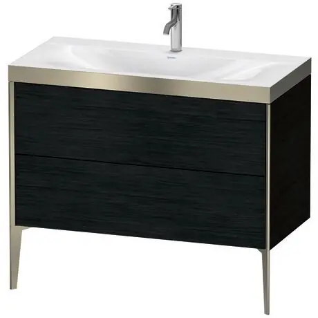 Duravit XViu 39" x 39" x 19" Two Drawer C-Bonded Floorstanding Vanity Kit With One Tap Hole, Oak Black (XV4711OB116P) Must Have
