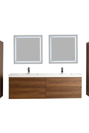 Place Order Blossom Assisi 72" Brown Walnut Double Sink Vanity Base