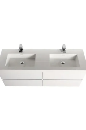Handmade Blossom Assisi 60" Glossy White Double Sink Vanity Base
