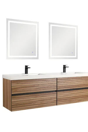 Blossom Annecy 72" Maple Strip Double Sink Vanity Base Worldwide Shipping