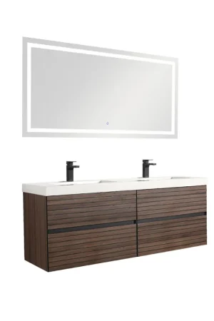 Final Sale Blossom Annecy 48" Dark Walnut Strip Double Sink Vanity Base