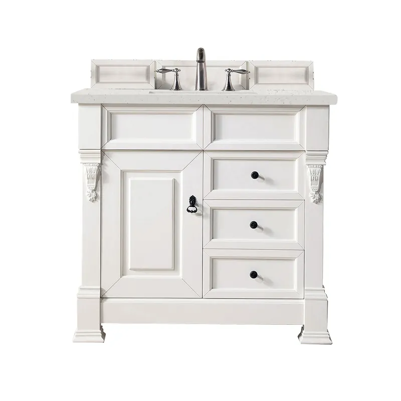 James Martin Vanities Brookfield 36" Bright White Single Vanity With 3 cm Lime Delight Quartz Top Warranty Included