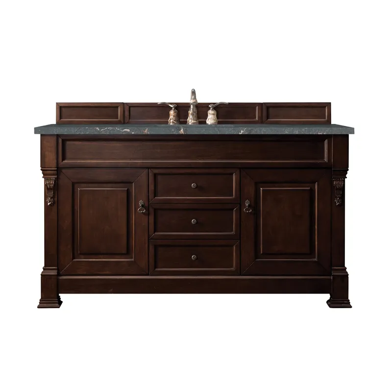 James Martin Vanities Brookfield 60" Burnished Mahogany Single Vanity With 3 cm Parisien Bleu Quartz Top Don’t Miss Out