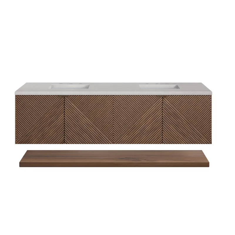 Seasonal Sale James Martin Vanities Marcello 72" Chestnut Double Vanity With 3 cm Eternal Serena Top