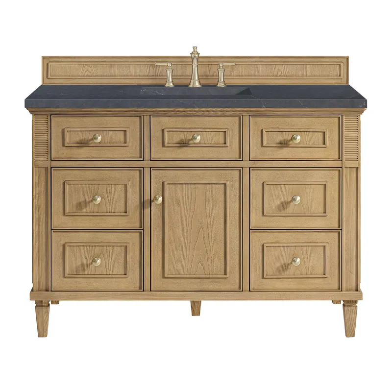 James Martin Vanities Lorelai 48" Light Natural Oak Single Vanity With 3 CM Charcoal Soapstone Quartz Top Luxury