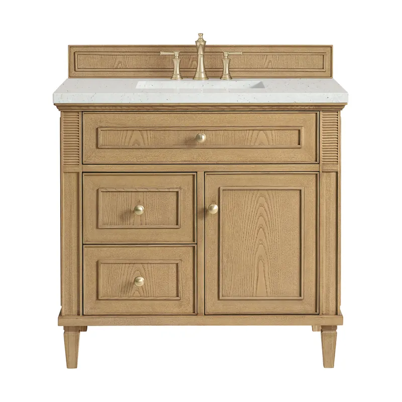 James Martin Vanities Lorelai 36" Light Natural Oak Single Vanity With 3 CM Lime Delight Quartz Top Factory Price