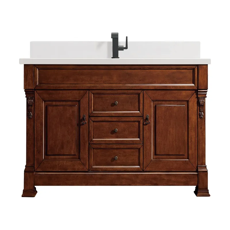 Big Sale James Martin Vanities Brittany 60" Warm Cherry Single Vanity With Single Hole 3 cm White Zeus Quartz Top & Backsplash