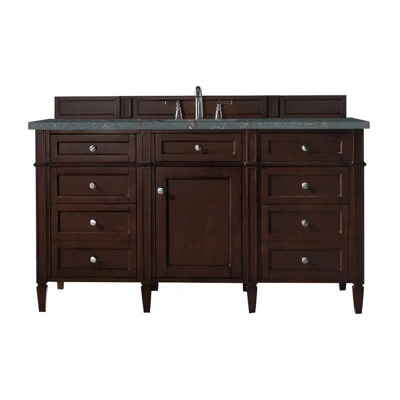 Must Have James Martin Vanities Brittany 60" Burnished Mahogany Single Vanity With 3 cm Parisien Bleu Quartz Top