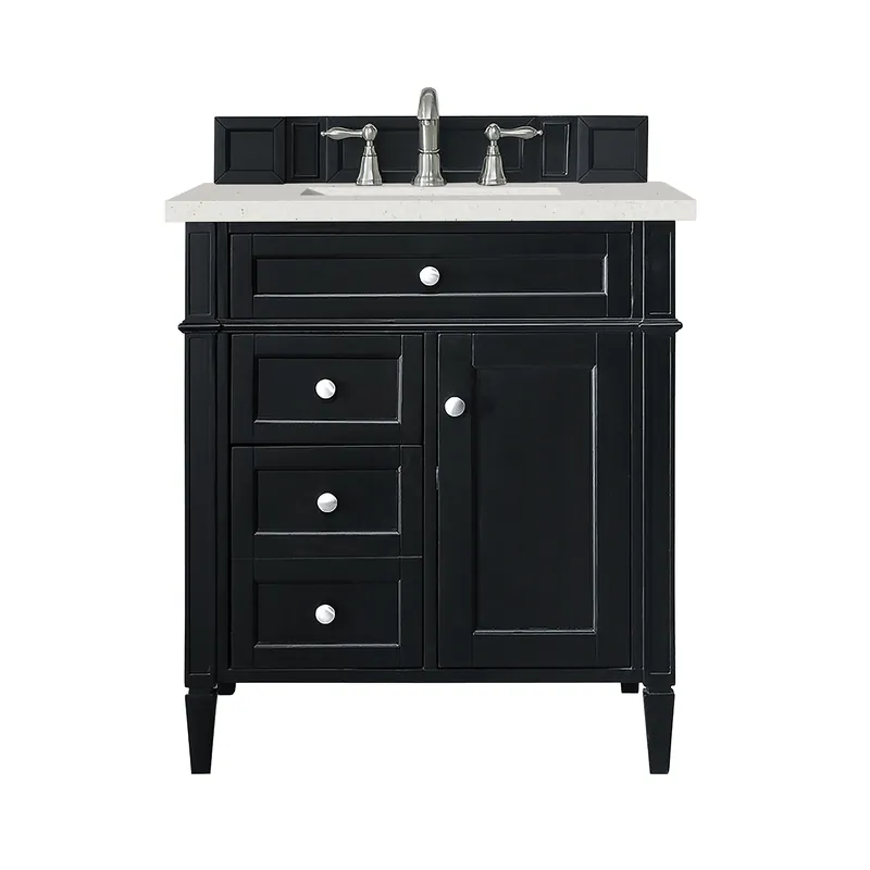 Special Offer James Martin Vanities Brittany 30" Black Onyx Single Vanity With 3 cm Lime Delight Quartz Top