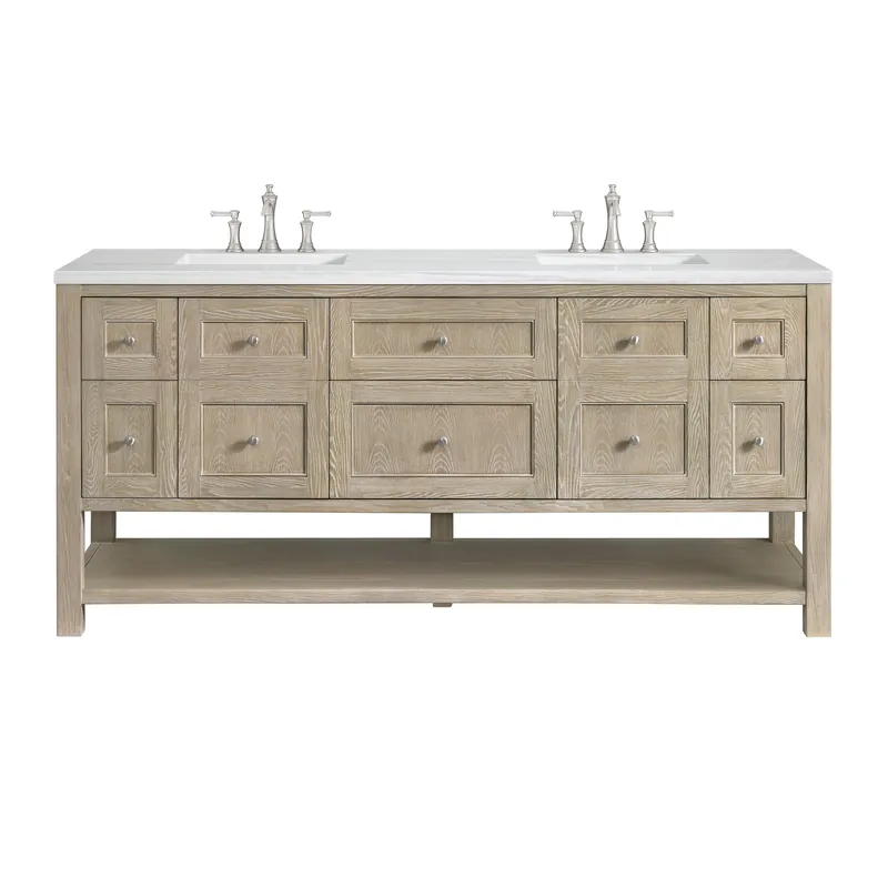 James Martin Vanities Breckenridge 72" Whitewashed Oak Double Vanity With 3 cm Arctic Fall Solid Surface Top Hot Picks
