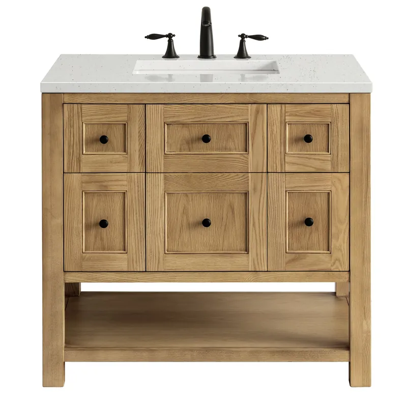 James Martin Vanities Breckenridge 36" Light Natural Oak Single Vanity With 3 cm Lime Delight Top Best Seller
