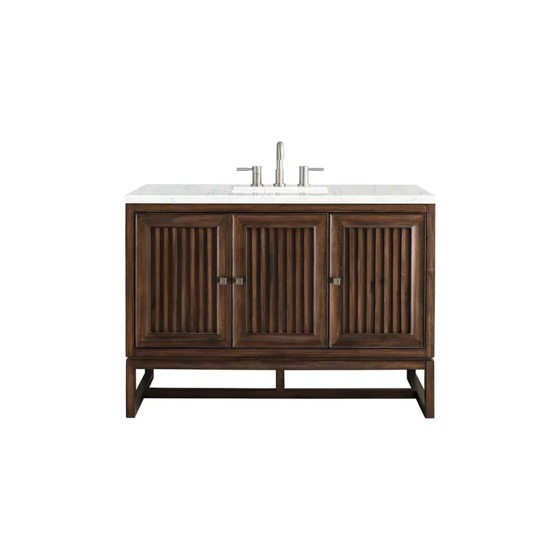 Professional Grade James Martin Vanities Athens 48" Mid Century Acacia Single Vanity Cabinet With 3 cm Eternal Jasmine Pearl Quartz Top