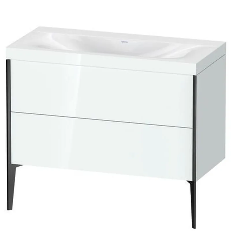 Time-Limited Duravit XViu 39" x 39" x 19" Two Drawer C-Bonded Floorstanding Vanity Kit Without Tap Hole, White (XV4711NB285C)