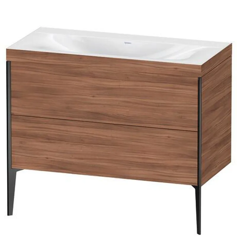 Duravit XViu 39" x 39" x 19" Two Drawer C-Bonded Floorstanding Vanity Kit Without Tap Hole, Walnut (XV4711NB279C) Affordable