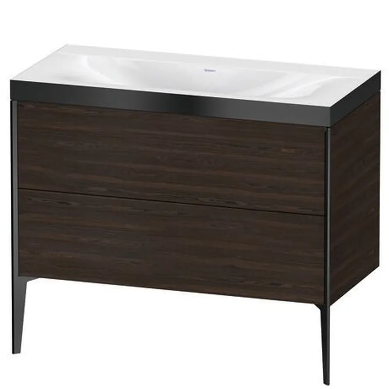 Duravit XViu 39" x 39" x 19" Two Drawer C-Bonded Floorstanding Vanity Kit Without Tap Hole, Walnut Brushed (XV4711NB269P) Must Have