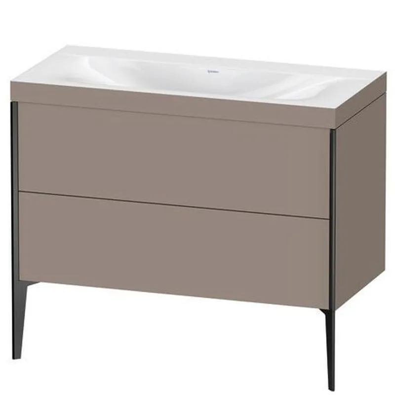 Duravit XViu 39" x 39" x 19" Two Drawer C-Bonded Floorstanding Vanity Kit Without Tap Hole, Basalt (XV4711NB243C) Clearance