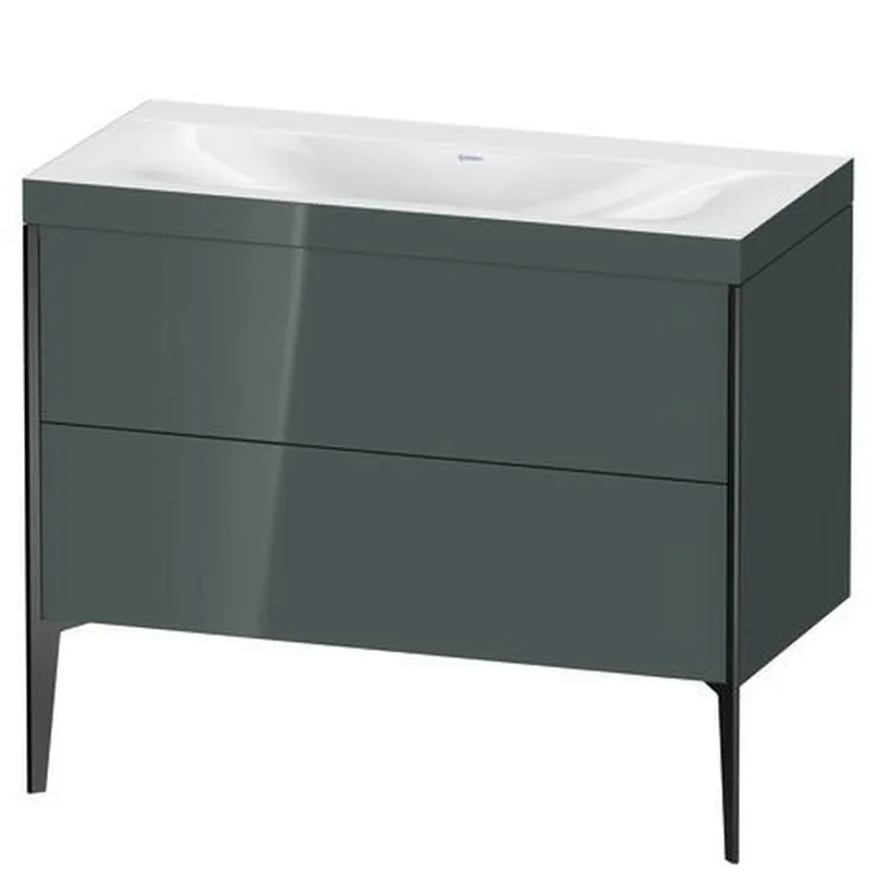 New Release Duravit XViu 39" x 39" x 19" Two Drawer C-Bonded Floorstanding Vanity Kit Without Tap Hole, Dolomite Gray (XV4711NB238C)