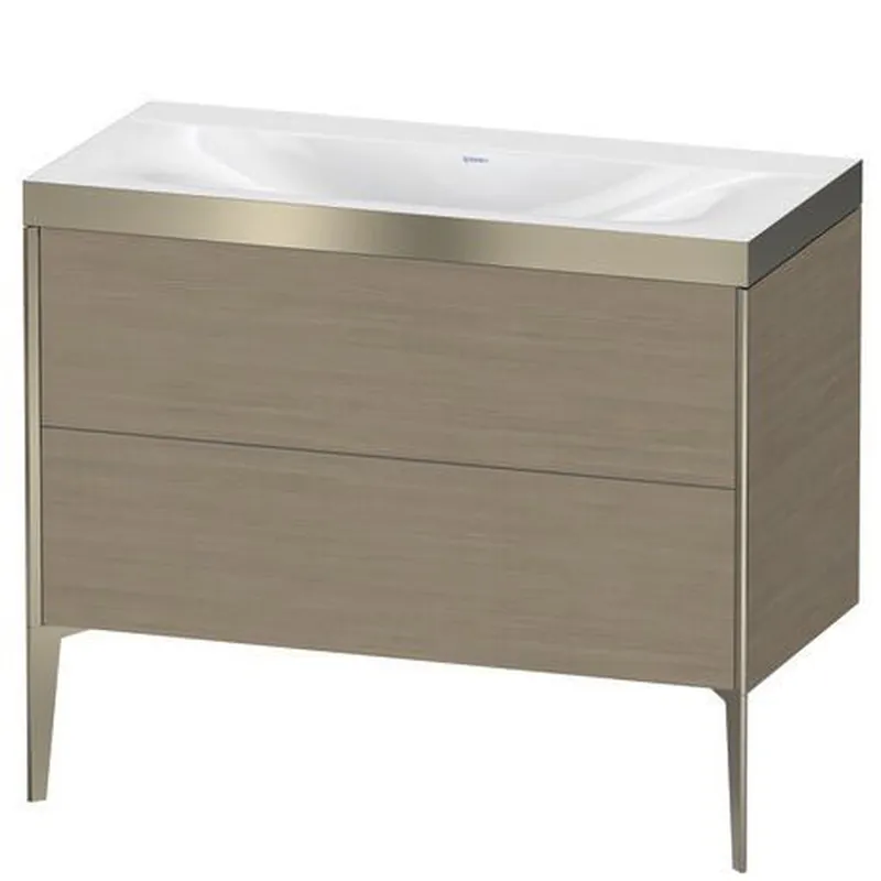 Holiday Sale Duravit XViu 39" x 39" x 19" Two Drawer C-Bonded Floorstanding Vanity Kit Without Tap Hole, Oak Terra (XV4711NB135P)