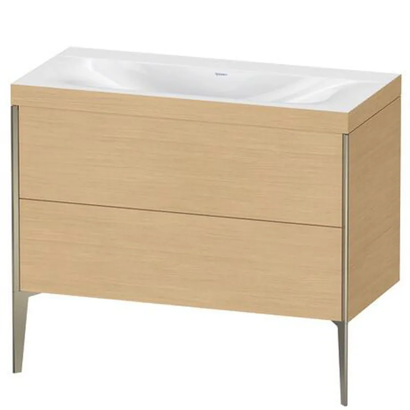 Duravit XViu 39" x 39" x 19" Two Drawer C-Bonded Floorstanding Vanity Kit Without Tap Hole, Natural Oak (XV4711NB130C) Original