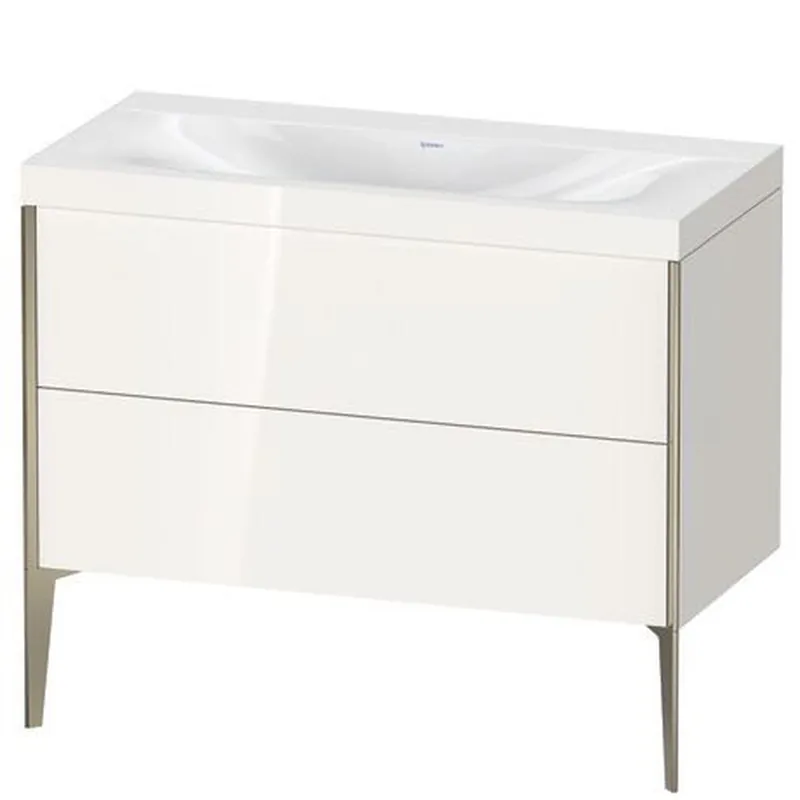 Duravit XViu 39" x 39" x 19" Two Drawer C-Bonded Floorstanding Vanity Kit Without Tap Hole, White (XV4711NB122C) Certified