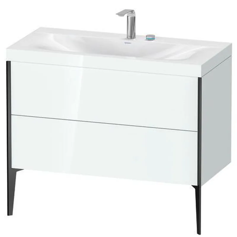 Duravit XViu 39" x 39" x 19" Two Drawer C-Bonded Floorstanding Vanity Kit With Two Tap Holes, White (XV4711EB285C) Brand New