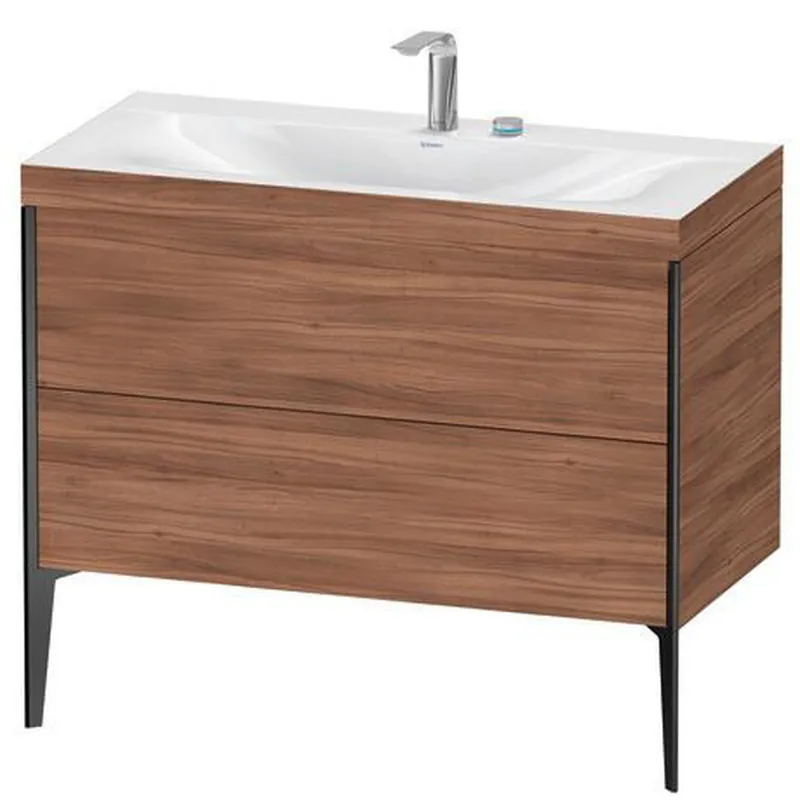 Duravit XViu 39" x 39" x 19" Two Drawer C-Bonded Floorstanding Vanity Kit With Two Tap Holes, Walnut (XV4711EB279C) Save Now
