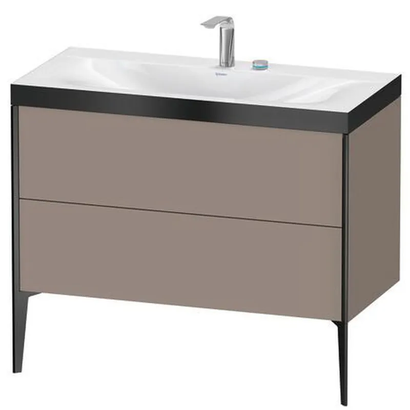 Duravit XViu 39" x 39" x 19" Two Drawer C-Bonded Floorstanding Vanity Kit With Two Tap Holes, Basalt (XV4711EB243P) Free Shipping