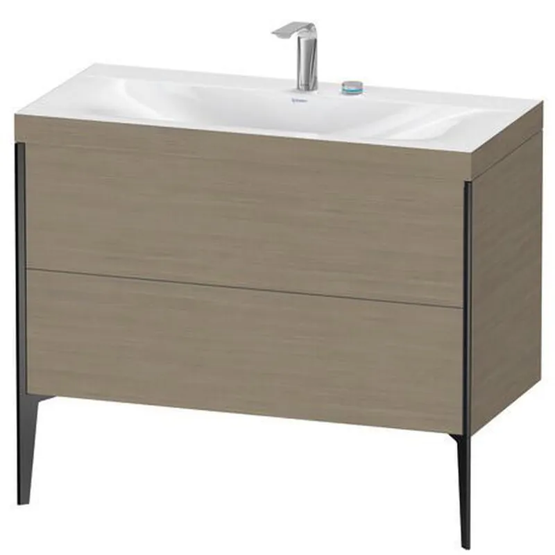 Duravit XViu 39" x 39" x 19" Two Drawer C-Bonded Floorstanding Vanity Kit With Two Tap Holes, Oak Terra (XV4711EB235C) Time-Limited