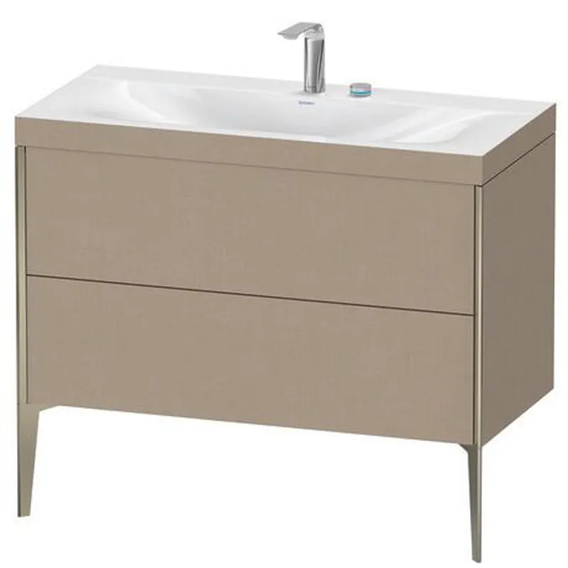 Duravit XViu 39" x 39" x 19" Two Drawer C-Bonded Floorstanding Vanity Kit With Two Tap Holes, Linen (XV4711EB175C) Weekend Sale