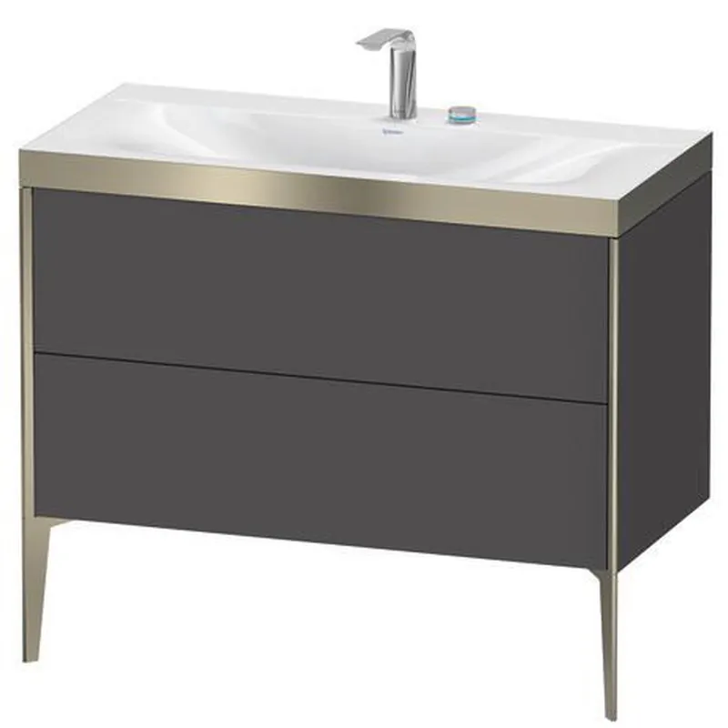 Duravit XViu 39" x 39" x 19" Two Drawer C-Bonded Floorstanding Vanity Kit With Two Tap Holes, Graphite (XV4711EB149P) Mega Sale
