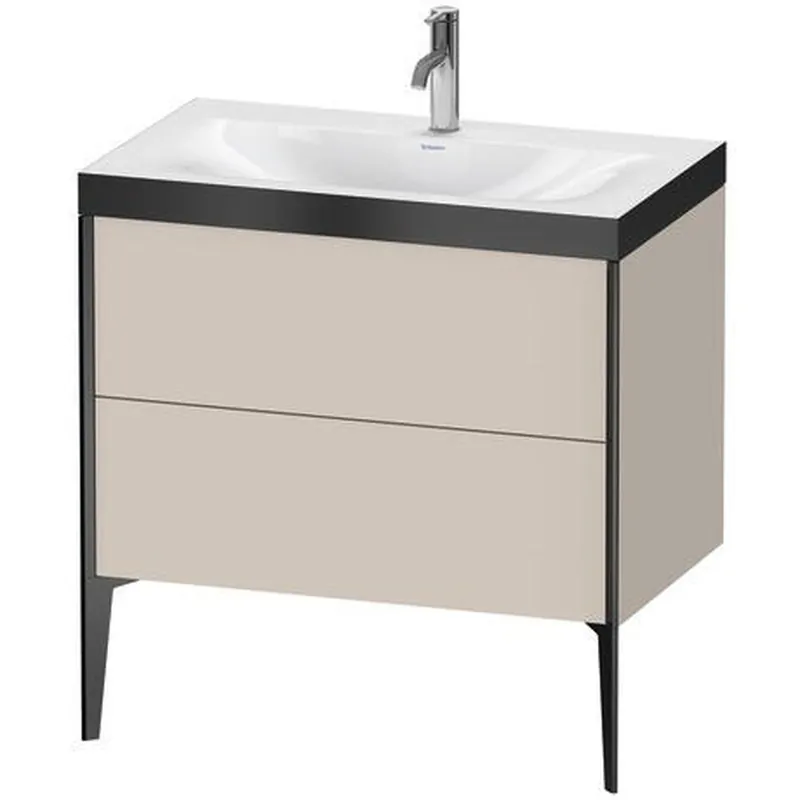 Duravit XViu 31" x 31" x 19" Two Drawer C-Bonded Floorstanding Vanity Kit With One Tap Hole, Taupe (XV4710OB291P) In Demand