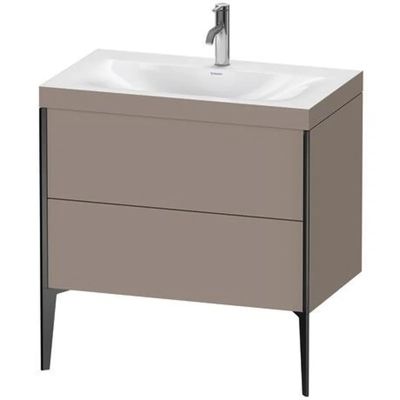 Best Choice Duravit XViu 31" x 31" x 19" Two Drawer C-Bonded Floorstanding Vanity Kit With One Tap Hole, Basalt (XV4710OB243C)