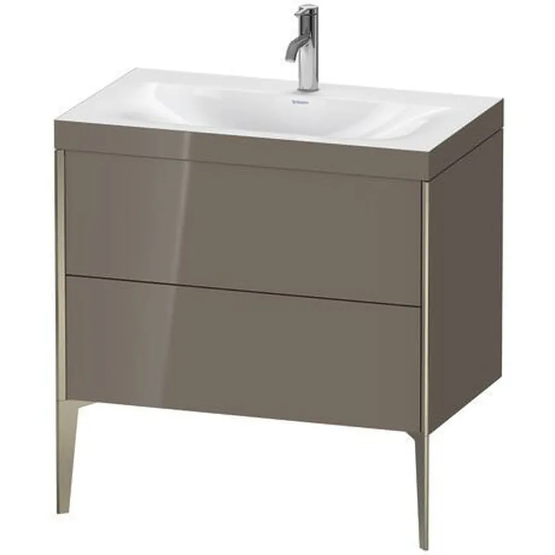 Final Sale Duravit XViu 31" x 31" x 19" Two Drawer C-Bonded Floorstanding Vanity Kit With One Tap Hole, Flannel Gray (XV4710OB189C)