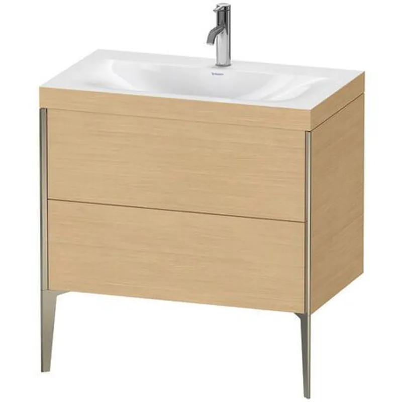Today Only Duravit XViu 31" x 31" x 19" Two Drawer C-Bonded Floorstanding Vanity Kit With One Tap Hole, Natural Oak (XV4710OB130C)