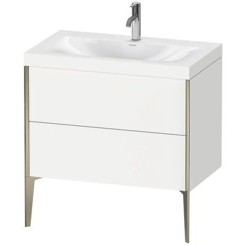 Super Sale Duravit XViu 31" x 31" x 19" Two Drawer C-Bonded Floorstanding Vanity Kit With One Tap Hole, White (XV4710OB118C)