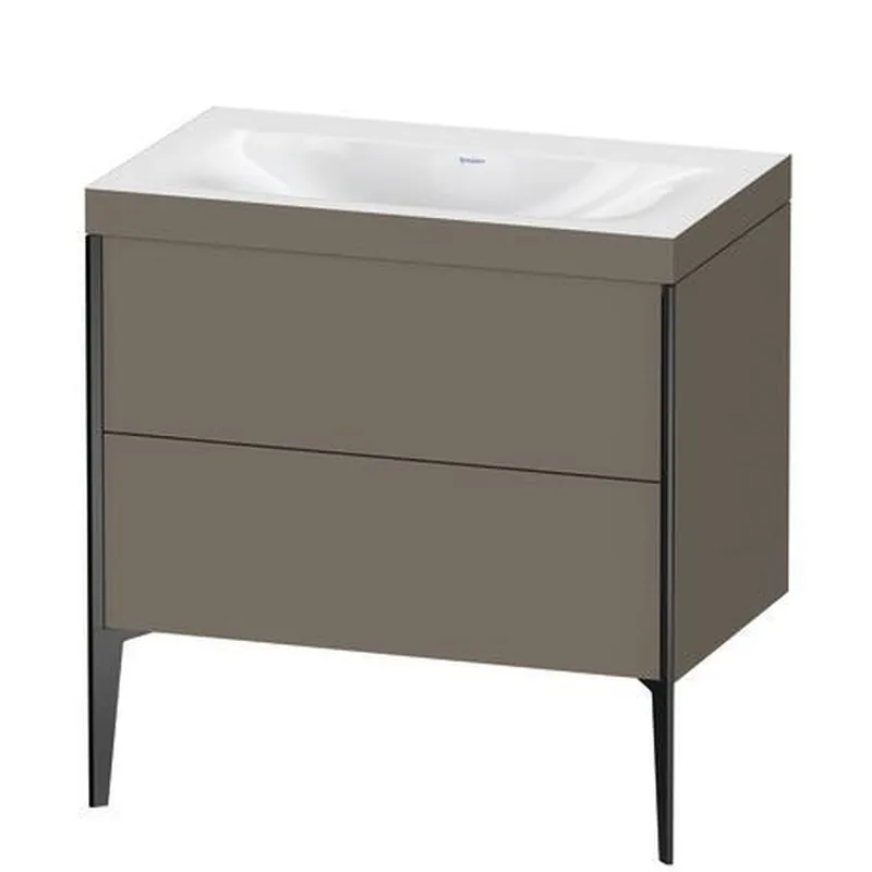 Duravit XViu 31" x 31" x 19" Two Drawer C-Bonded Floorstanding Vanity Kit Without Tap Hole, Flannel Gray (XV4710NB290C) Hassle-Free Returns