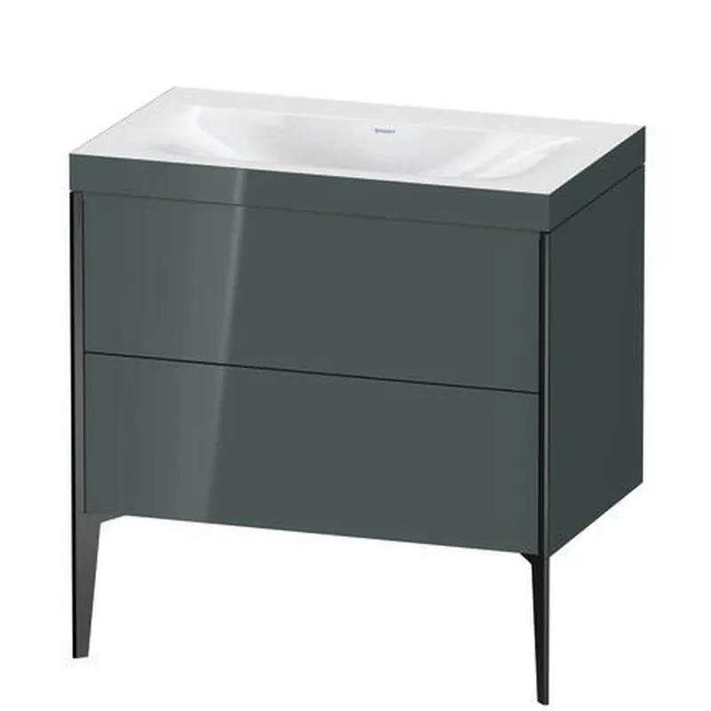 Secure Checkout Duravit XViu 31" x 31" x 19" Two Drawer C-Bonded Floorstanding Vanity Kit Without Tap Hole, Dolomite Gray (XV4710NB238C)