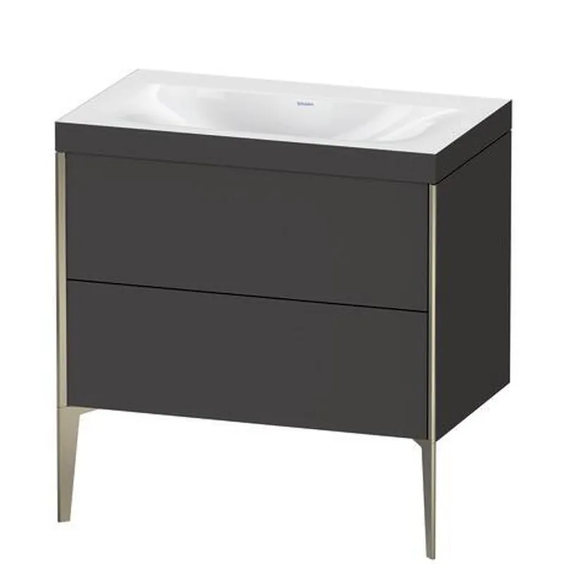 Popular Duravit XViu 31" x 31" x 19" Two Drawer C-Bonded Floorstanding Vanity Kit Without Tap Hole, Graphite (XV4710NB180C)