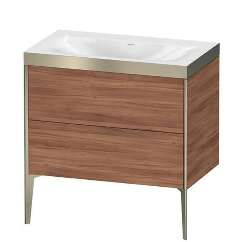 Seasonal Sale Duravit XViu 31" x 31" x 19" Two Drawer C-Bonded Floorstanding Vanity Kit Without Tap Hole, Walnut (XV4710NB179P)